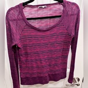 Splendid Purple and Pink Striped Long Sleeve Top